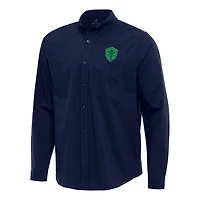 Antigua Seattle Sounders FC Flight Woven Tri-Blend Long Sleeve Button-Down Shirt