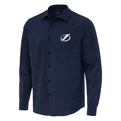 Antigua Tampa Bay Lightning Exposure Woven Long Sleeve Button-Up Shirt