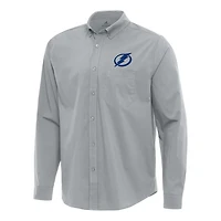 Antigua Tampa Bay Lightning Flight Woven Tri-Blend Long Sleeve Button-Down Shirt