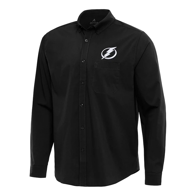 Antigua Tampa Bay Lightning Flight Woven Tri-Blend Long Sleeve Button-Down Shirt