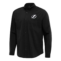 Antigua Tampa Bay Lightning Flight Woven Tri-Blend Long Sleeve Button-Down Shirt
