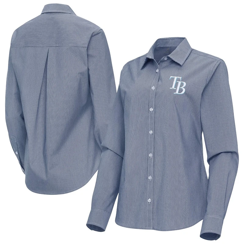 Antigua Tampa Bay Rays Porter Woven Long Sleeve Button-Up Shirt