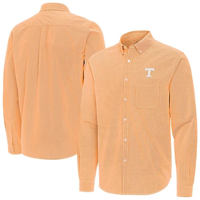Antigua Tennessee Volunteers Porter Woven Tri-Blend Long Sleeve Button-Down Shirt