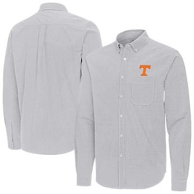 Antigua Tennessee Volunteers Porter Woven Tri-Blend Long Sleeve Button-Down Shirt