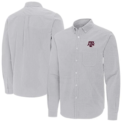 Antigua Texas AM Aggies Porter Woven Tri-Blend Long Sleeve Button-Down Shirt