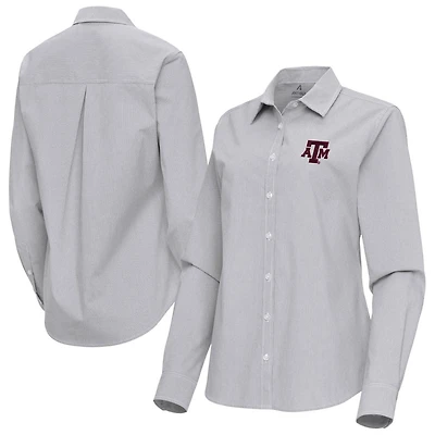 Antigua Texas AM Aggies Porter Woven Tri-Blend Long Sleeve Button-Up Shirt