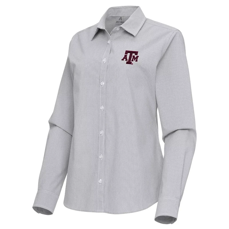 Antigua Texas AM Aggies Porter Woven Tri-Blend Long Sleeve Button-Up Shirt