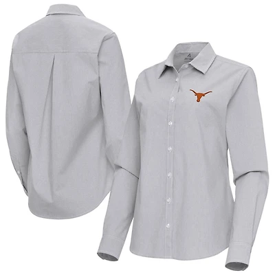 Antigua Texas Longhorns Porter Woven Tri-Blend Long Sleeve Button-Up Shirt