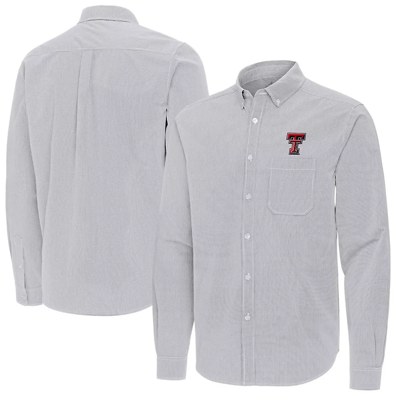Antigua Texas Tech Raiders Porter Woven Tri-Blend Long Sleeve Button-Down Shirt