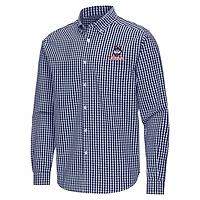 Antigua UConn Huskies Ellis Woven Tri-Blend Long Sleeve Button-Down Shirt
