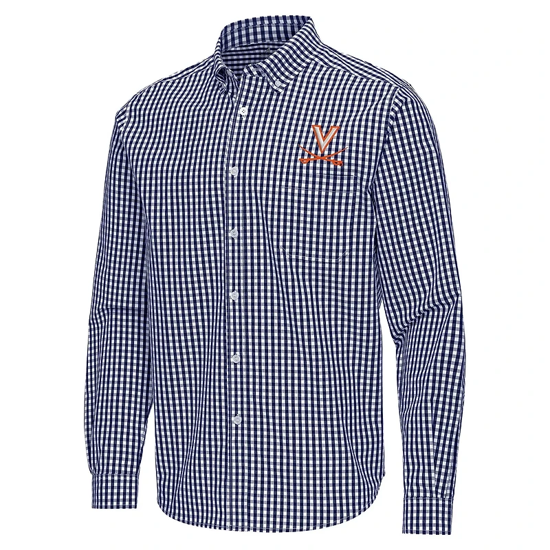 Antigua Virginia Cavaliers Ellis Woven Tri-Blend Long Sleeve Button-Down Shirt