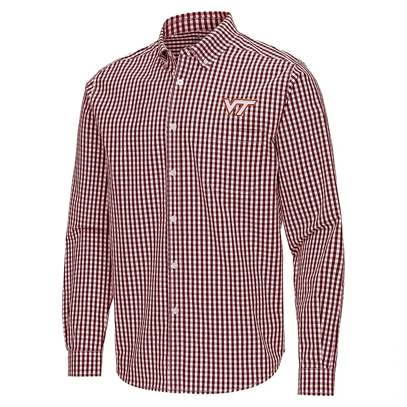 Antigua Virginia Tech Hokies Ellis Woven Tri-Blend Long Sleeve Button-Down Shirt
