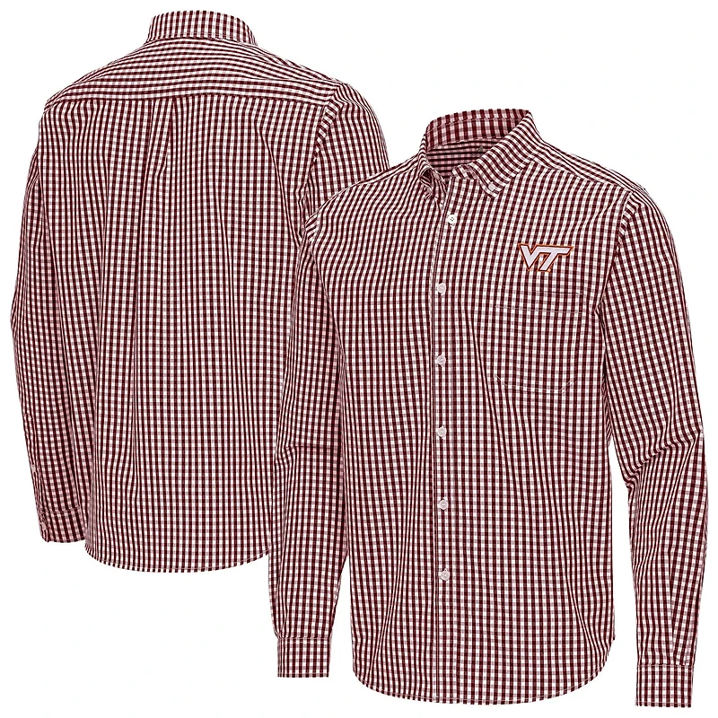 Antigua Virginia Tech Hokies Ellis Woven Tri-Blend Long Sleeve Button-Down Shirt