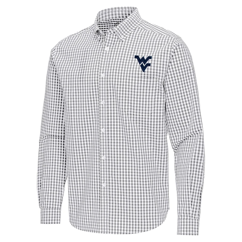 Antigua West Virginia Mountaineers Ellis Woven Tri-Blend Long Sleeve Button-Down Shirt