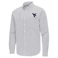 Antigua West Virginia Mountaineers Ellis Woven Tri-Blend Long Sleeve Button-Down Shirt