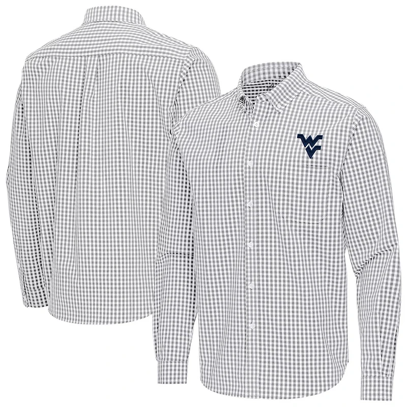 Antigua West Virginia Mountaineers Ellis Woven Tri-Blend Long Sleeve Button-Down Shirt