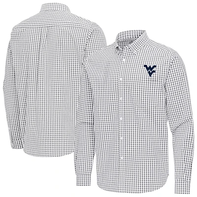 Antigua West Virginia Mountaineers Ellis Woven Tri-Blend Long Sleeve Button-Down Shirt