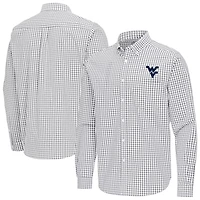 Antigua West Virginia Mountaineers Ellis Woven Tri-Blend Long Sleeve Button-Down Shirt