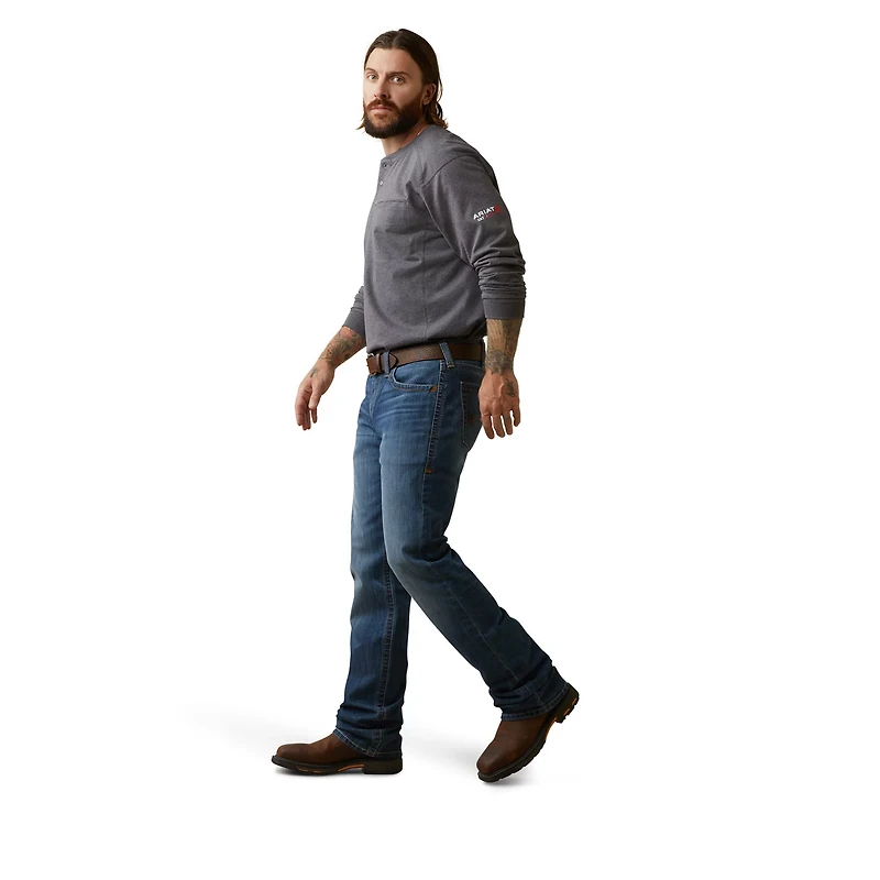 Ariat Men's Flame Resistant Air Refinery Row Graphic Henley Long Sleeve Top