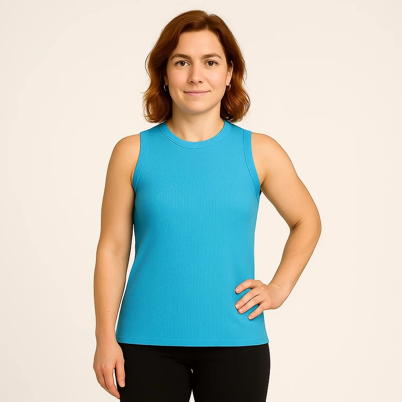 BCG Women's Sign High Neck Solid Rib Tank Top