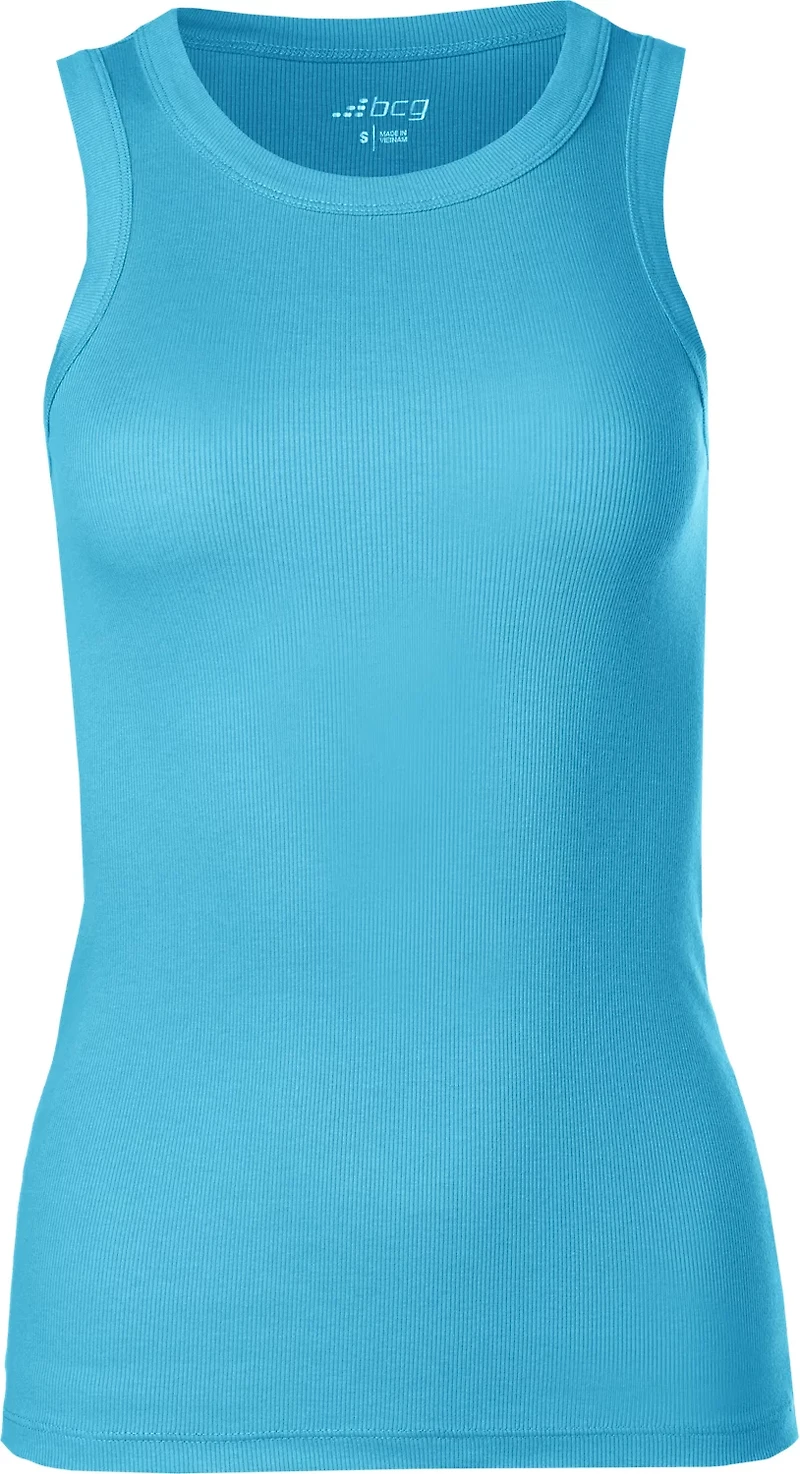 BCG Women's Sign High Neck Solid Rib Tank Top