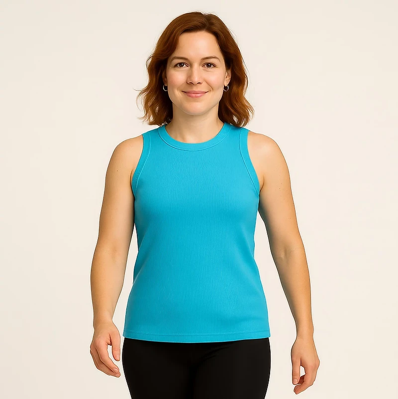 BCG Women's Sign High Neck Solid Rib Tank Top