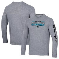 Champion Heather San Jose Sharks Tri-Blend Long Sleeve T-Shirt