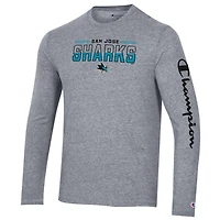 Champion Heather San Jose Sharks Tri-Blend Long Sleeve T-Shirt