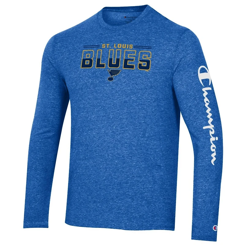 Champion Heather St Louis Blues Tri-Blend Long Sleeve T-Shirt