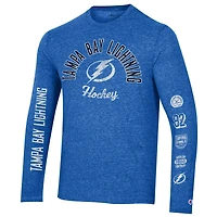 Champion Heather Tampa Bay Lightning Multi-Logo Tri-Blend Long Sleeve T-Shirt