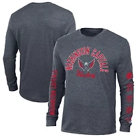 Champion Heather Washington Capitals Multi-Logo Tri-Blend Long Sleeve T-Shirt