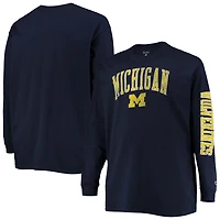 Champion Michigan Wolverines Big  Tall 2-Hit Long Sleeve T-Shirt