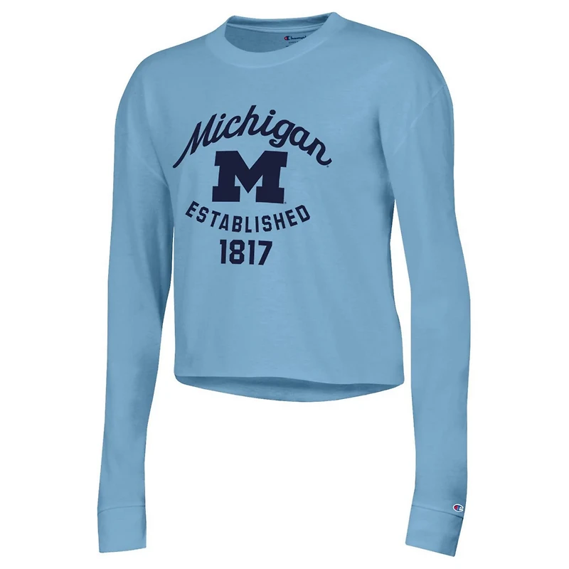 Champion Michigan Wolverines Boyfriend Cropped Long Sleeve T-Shirt