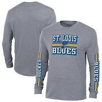 Champion St Louis Blues Tri-Blend Dual-Stripe Long Sleeve T-Shirt