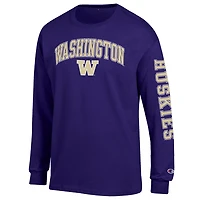 Champion Washington Huskies Arch Over Logo 2-Hit Long Sleeve T-Shirt