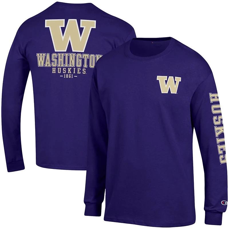 Champion Washington Huskies Team Stack Long Sleeve T-Shirt
