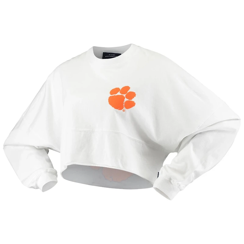 Clemson Tigers Raw Hem Cropped Spirit Jersey Long Sleeve T-Shirt