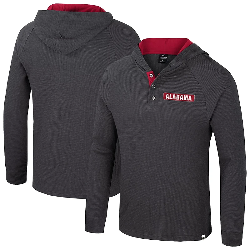 Colosseum Alabama Crimson Tide Dujour Ralgan Long Sleeve Henley Hoodie T-Shirt
