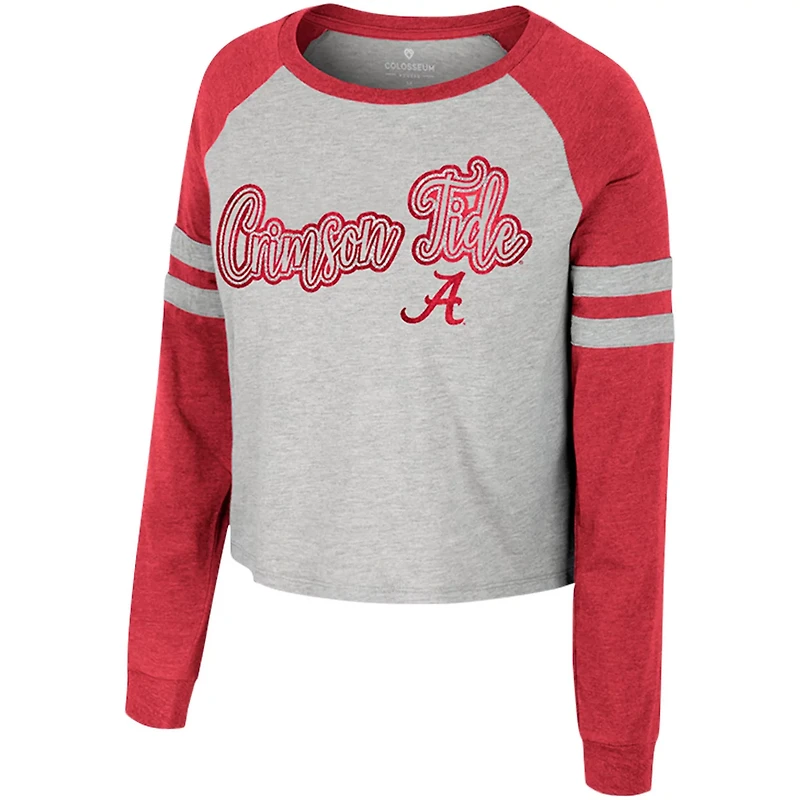 Colosseum Alabama Crimson Tide I'm Gliding Here Raglan Long Sleeve Cropped T-Shirt