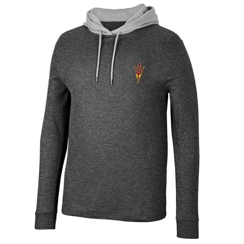 Colosseum Arizona State Sun Devils Ballot Waffle-Knit Thermal Long Sleeve Hoodie T-Shirt