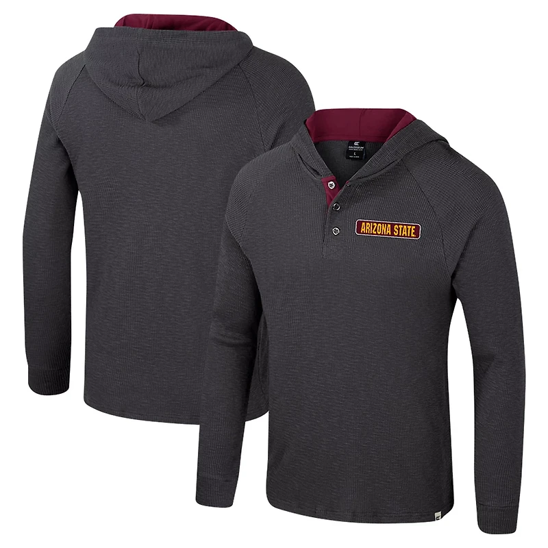Colosseum Arizona State Sun Devils Dujour Ralgan Long Sleeve Henley Hoodie T-Shirt