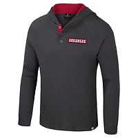 Colosseum Arkansas Razorbacks Dujour Ralgan Long Sleeve Henley Hoodie T-Shirt