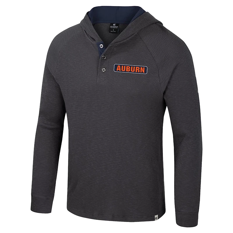 Colosseum Auburn Tigers Dujour Ralgan Long Sleeve Henley Hoodie T-Shirt