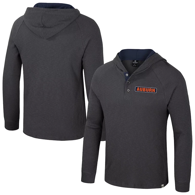 Colosseum Auburn Tigers Dujour Ralgan Long Sleeve Henley Hoodie T-Shirt