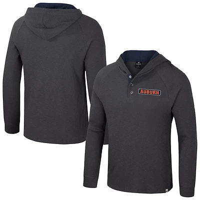 Colosseum Auburn Tigers Dujour Ralgan Long Sleeve Henley Hoodie T-Shirt