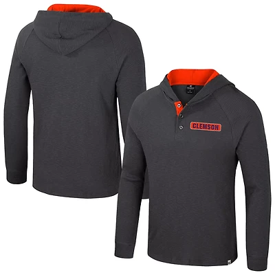 Colosseum Clemson Tigers Dujour Ralgan Long Sleeve Henley Hoodie T-Shirt