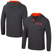 Colosseum Clemson Tigers Dujour Ralgan Long Sleeve Henley Hoodie T-Shirt
