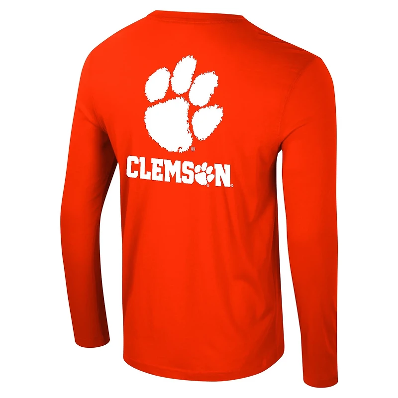 Colosseum Clemson Tigers Logo Lockup 3-Hit Active Blend Long Sleeve T-Shirt