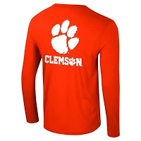 Colosseum Clemson Tigers Logo Lockup 3-Hit Active Blend Long Sleeve T-Shirt