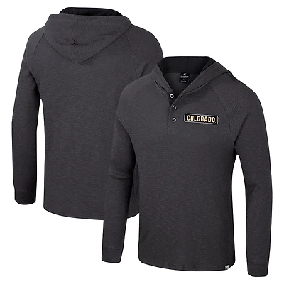 Colosseum Colorado Buffaloes Dujour Ralgan Long Sleeve Henley Hoodie T-Shirt